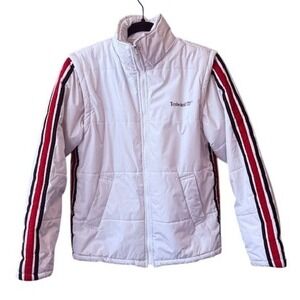 Timberland Convertible Puffer Jacket Vest Men's M Zip Off Sleeves White 2-in-1